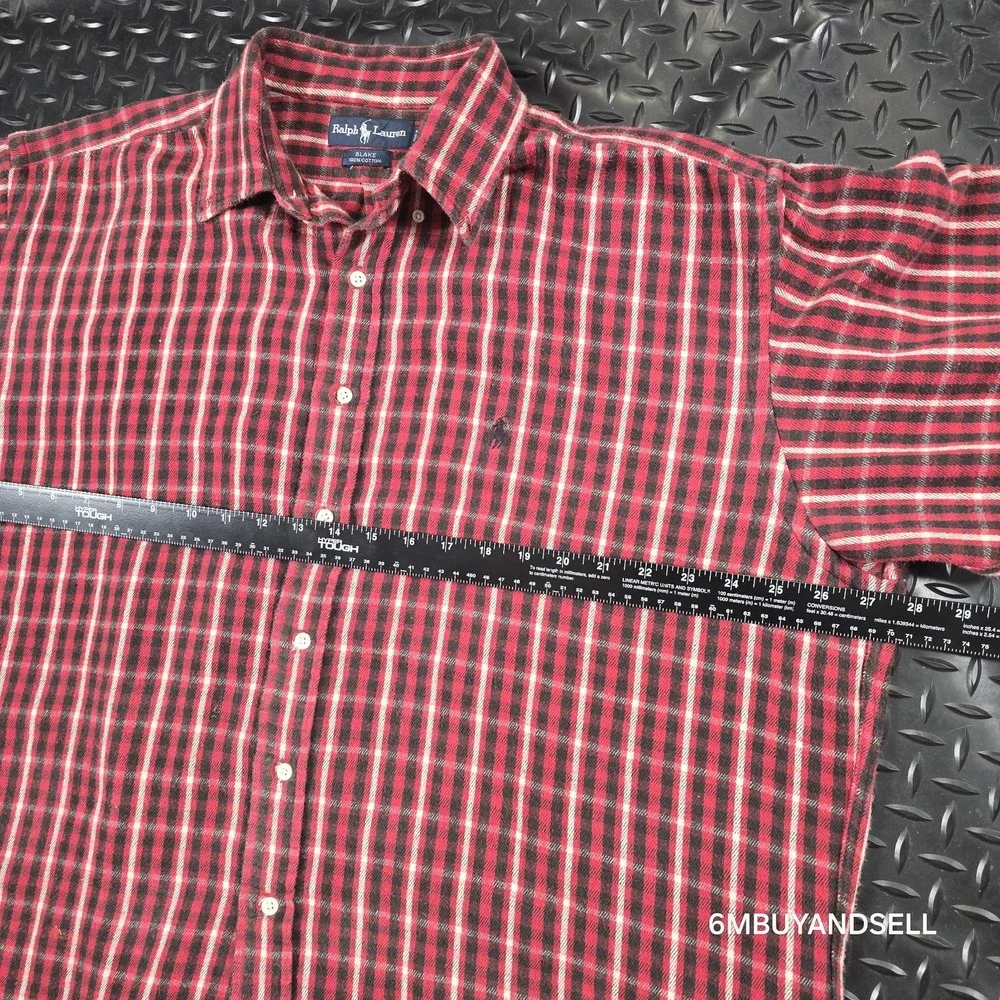 Polo Ralph Lauren Blake Shirt Mens XL Red Black Plaid Cotton Flannel Button Down